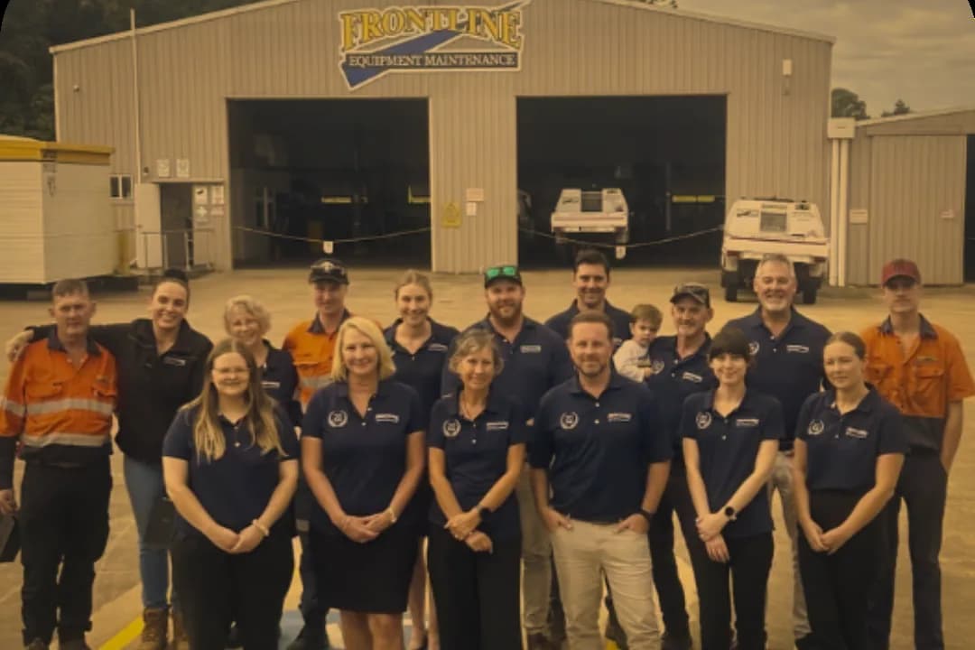 The Frontline Equipment Maintenance team outside their workshop